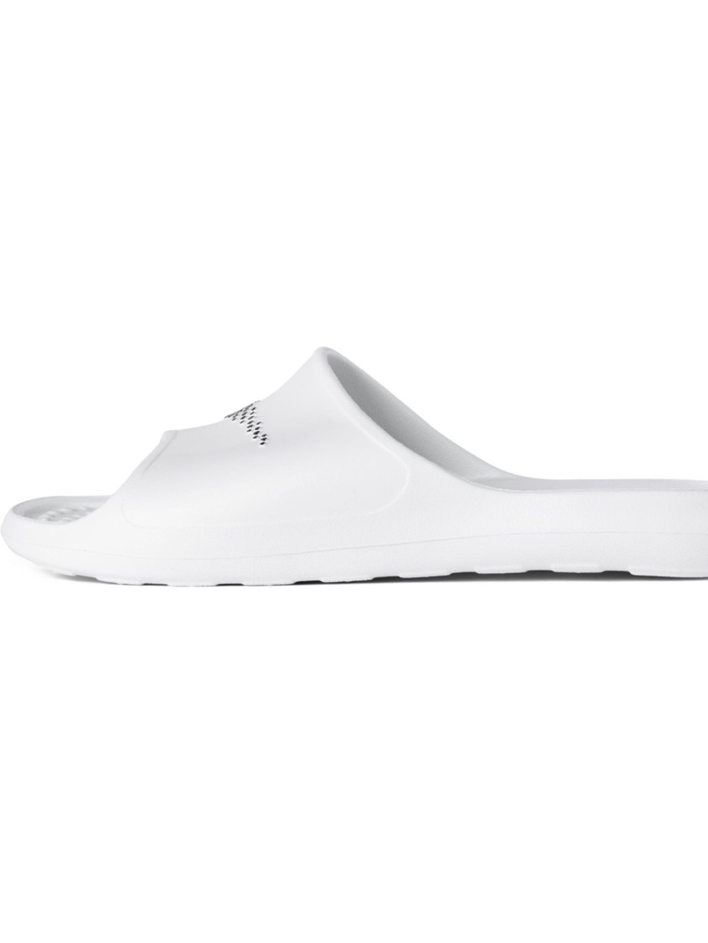 Nike Victori One Slide in White with Black Swoosh Dot Detail - Picture 2 of 4